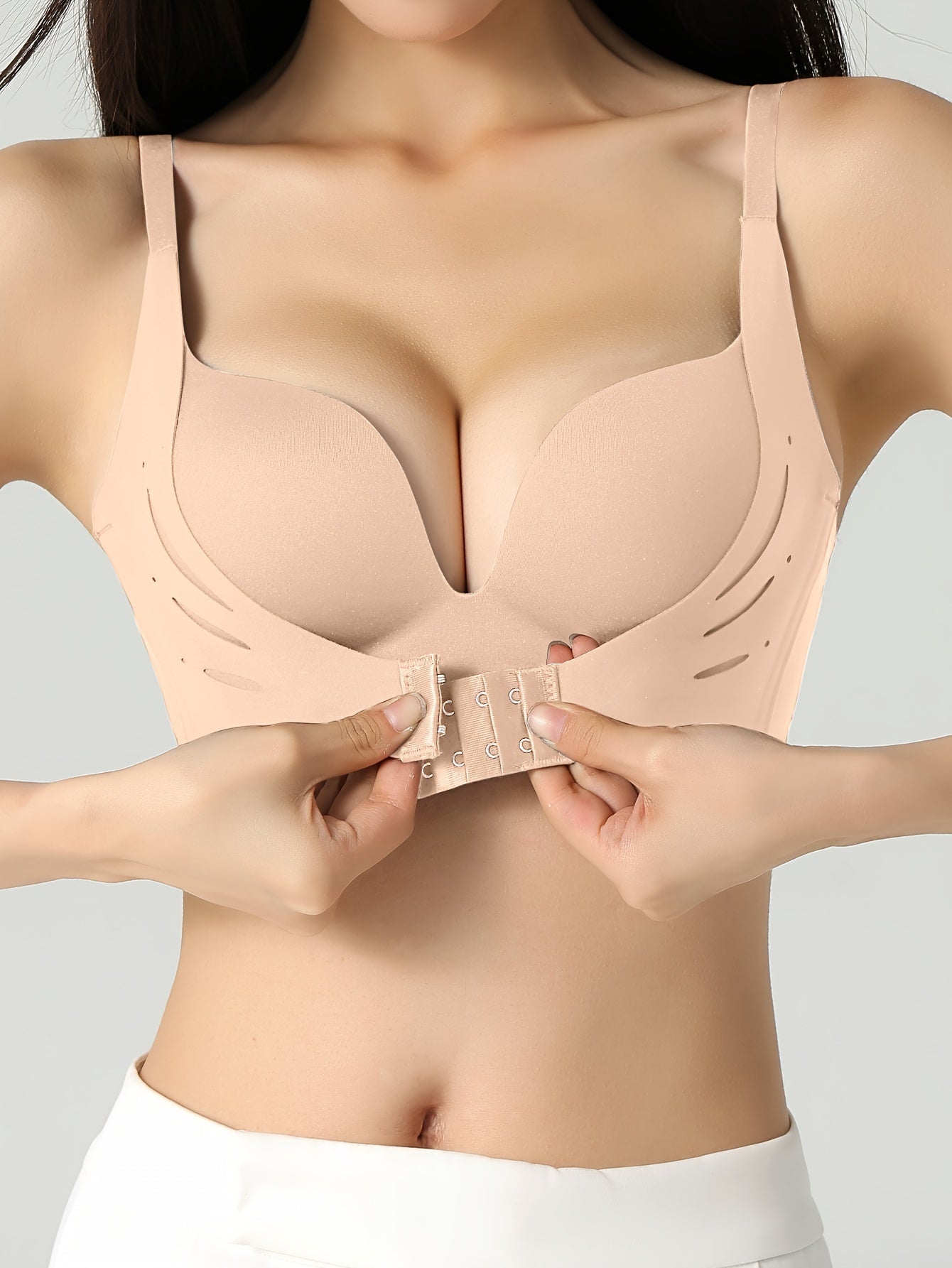 Elegant Solid Color Wireless Push-Up Bra, Polyamide TJR4M7B