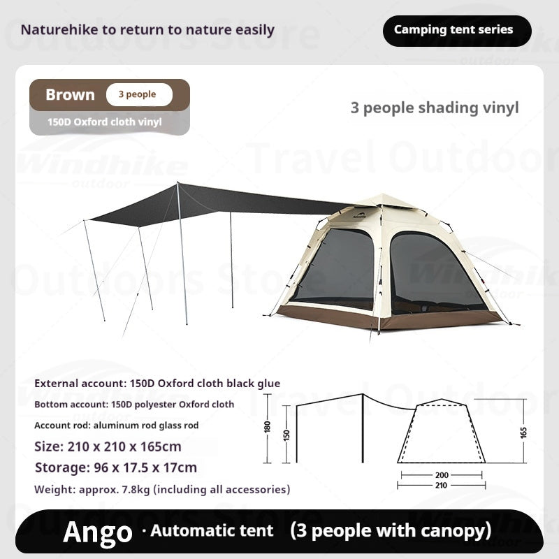 Naturehike ANGO PLUS Automatic Tent Upgraded Portable Lightweight 3-4 Persons Quick Opening Tent Camping Park Canopy Tent Integrated Tent Waterproof