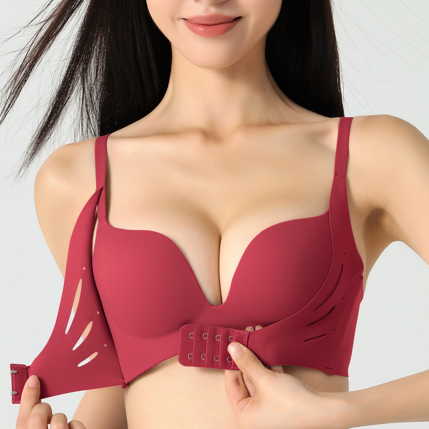 Elegant Solid Color Wireless Push-Up Bra, Polyamide TJR4M7B