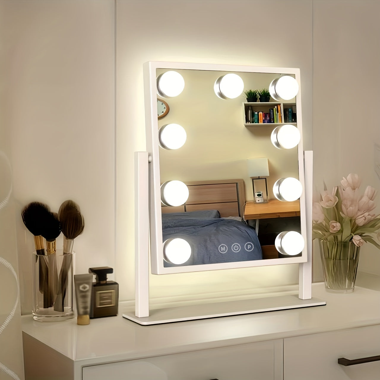 Hollywood Makeup Mirror with 3 Color Modes and 9 Adjustable LED Bulbs - XI2K