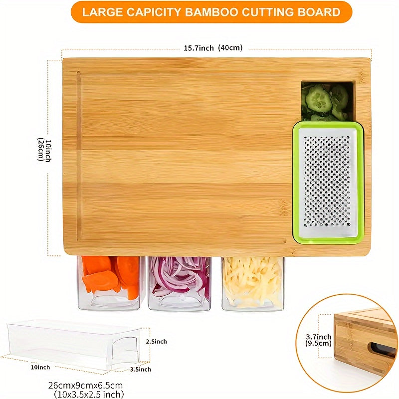 Bamboo Cutting Board Set with Sliding Bars & Blades TJR5K9G