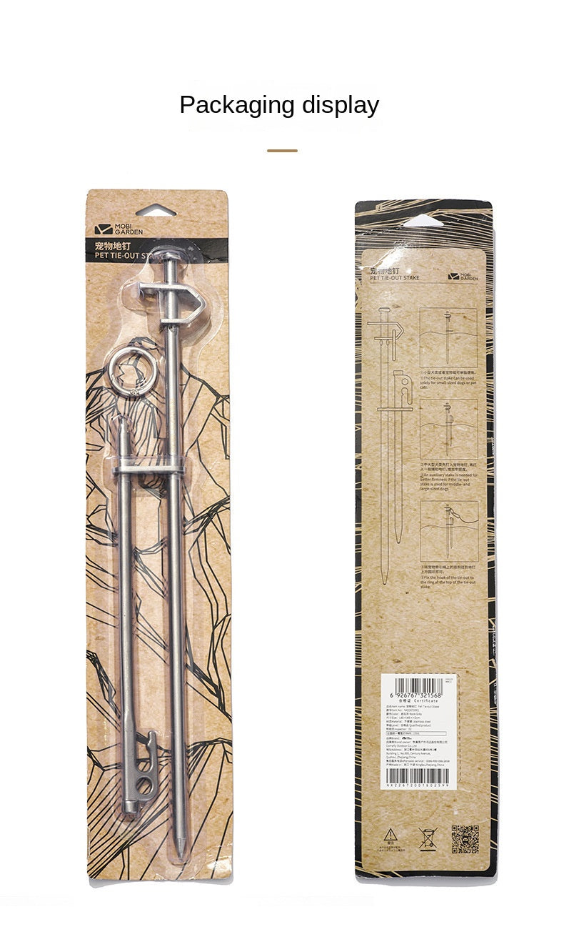 Mobi Garden Pet Ground Nail Portable Lightweight Outdoor Tent Peg For Pets Dog Leash Double Ground Nail Pegs Stake Design Stainless Steel Fixed Nail Camping Accessories