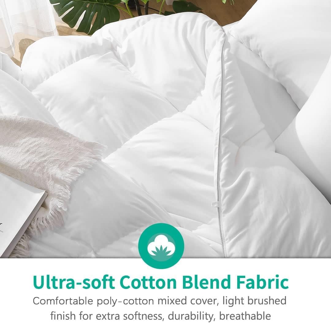 APSMILE Queen Down Feather Comforter, Ultra-Soft All Season Duvet Insert, Hotel Style with 8 Ties