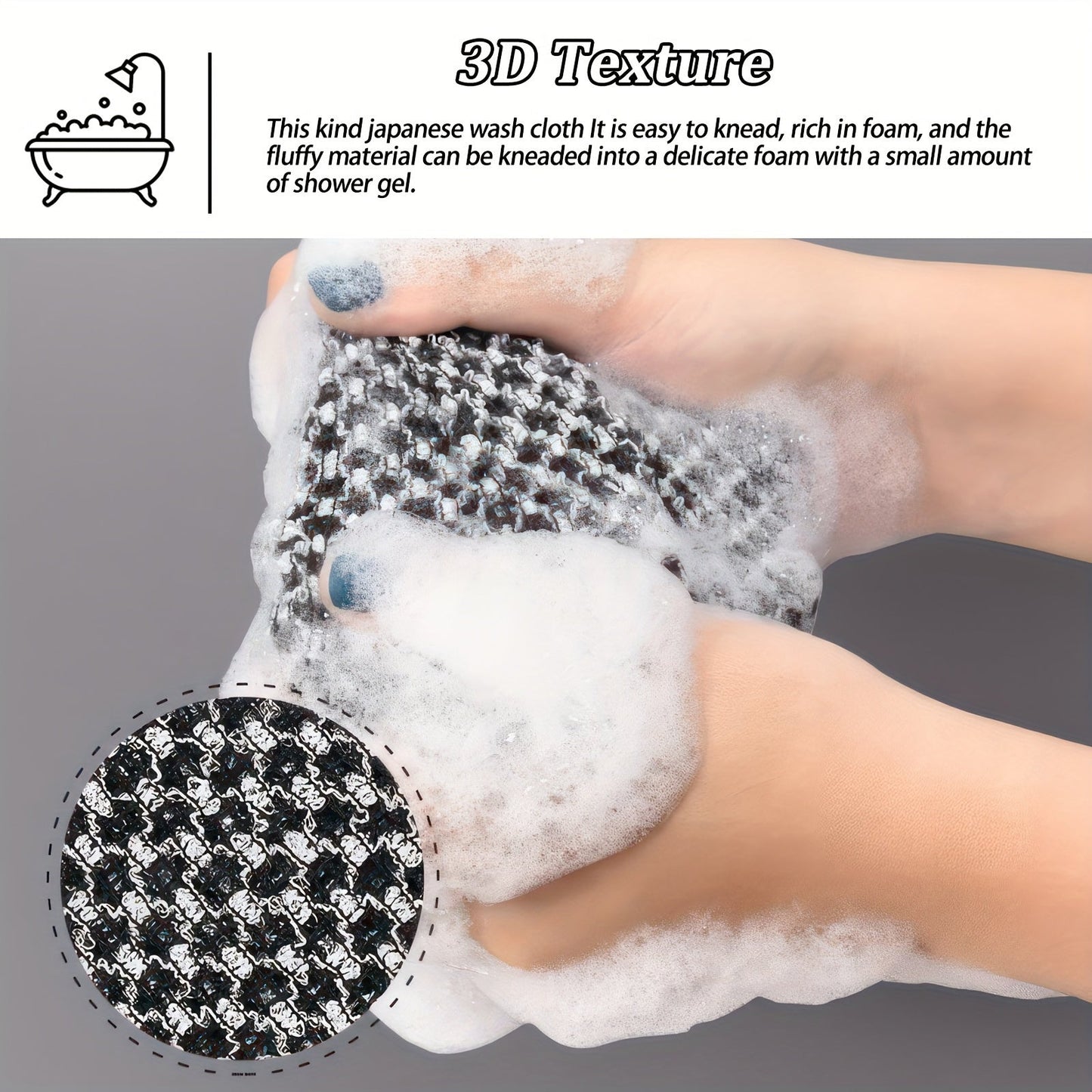 2pcs Double Side Exfoliating Body Scrub Back Scrubber, Bath Wash Towel Loofah Towel with Strap
