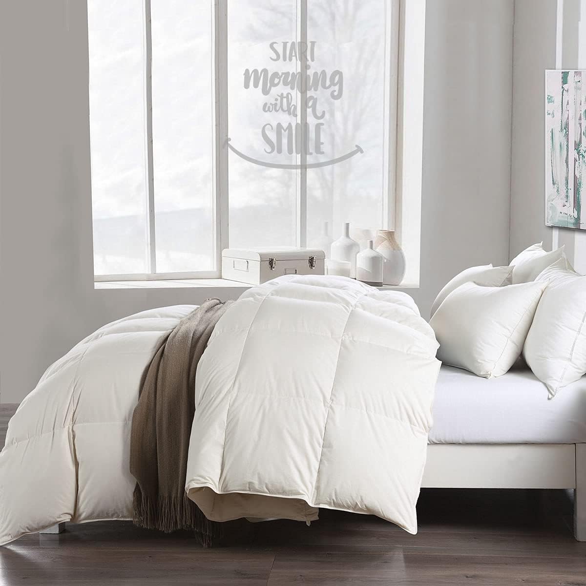 APSMILE Lightweight Down Fiber Comforter Full/Queen, 100% Cotton Duvet Insert