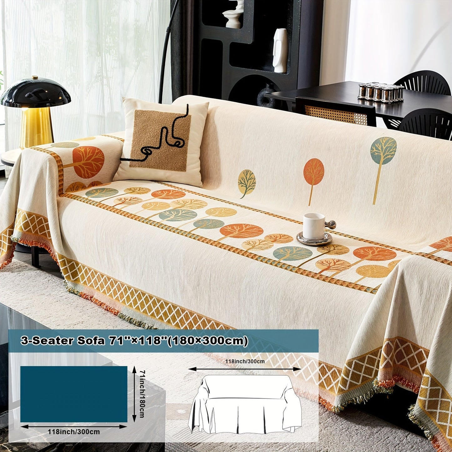 Bohemian Leaf Chenille Sofa Cover-6JTD