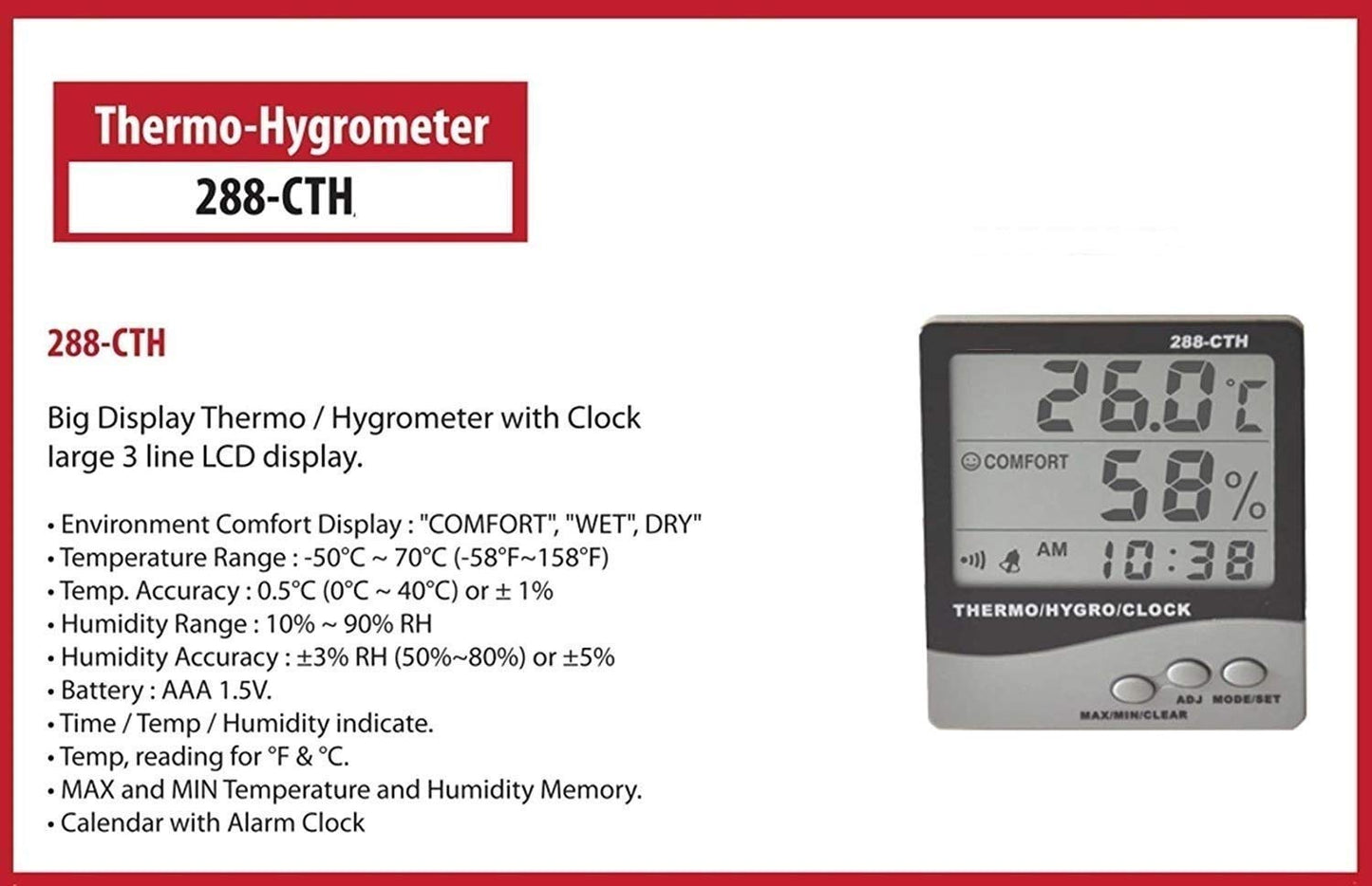 Thermohygrometer with Wet and Dry