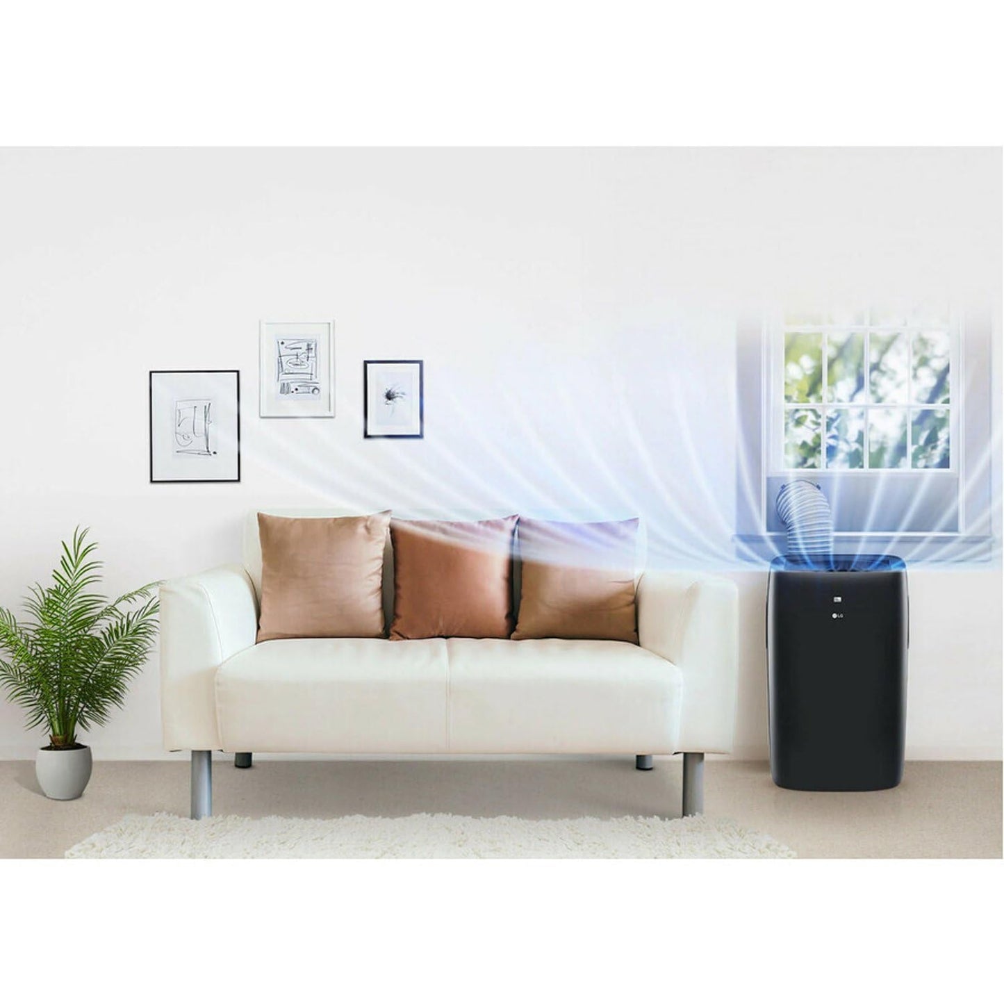 LG smart portable AC, 10,000 BTU DOE / 14,000 BTU ASHRAE, voice control, for 450 sq.ft rooms