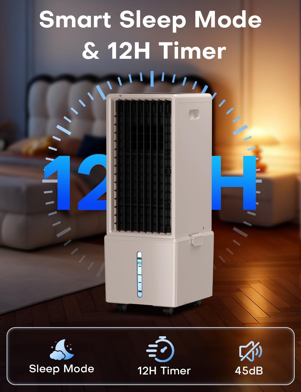 BIGOOSE 4-in-1 windowless air cooler, dual water tanks, timer, remote & touch controls
