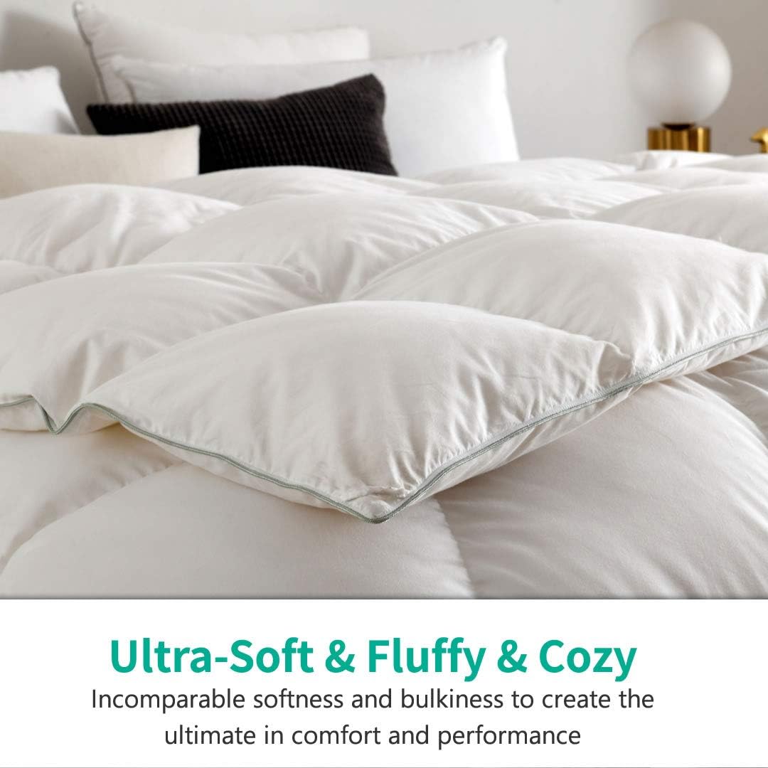 APSMILE Queen Down Feather Comforter, Ultra-Soft All Season Duvet Insert, Hotel Style with 8 Ties