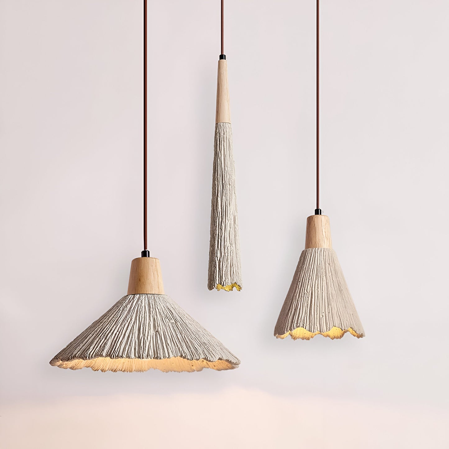 Cream Wabi-Sabi Cement Pendant Light With E27 LED Light