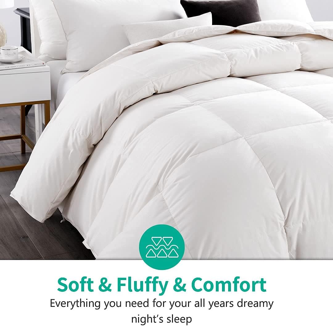 APSMILE Lightweight Down Fiber Comforter Full/Queen, 100% Cotton Duvet Insert