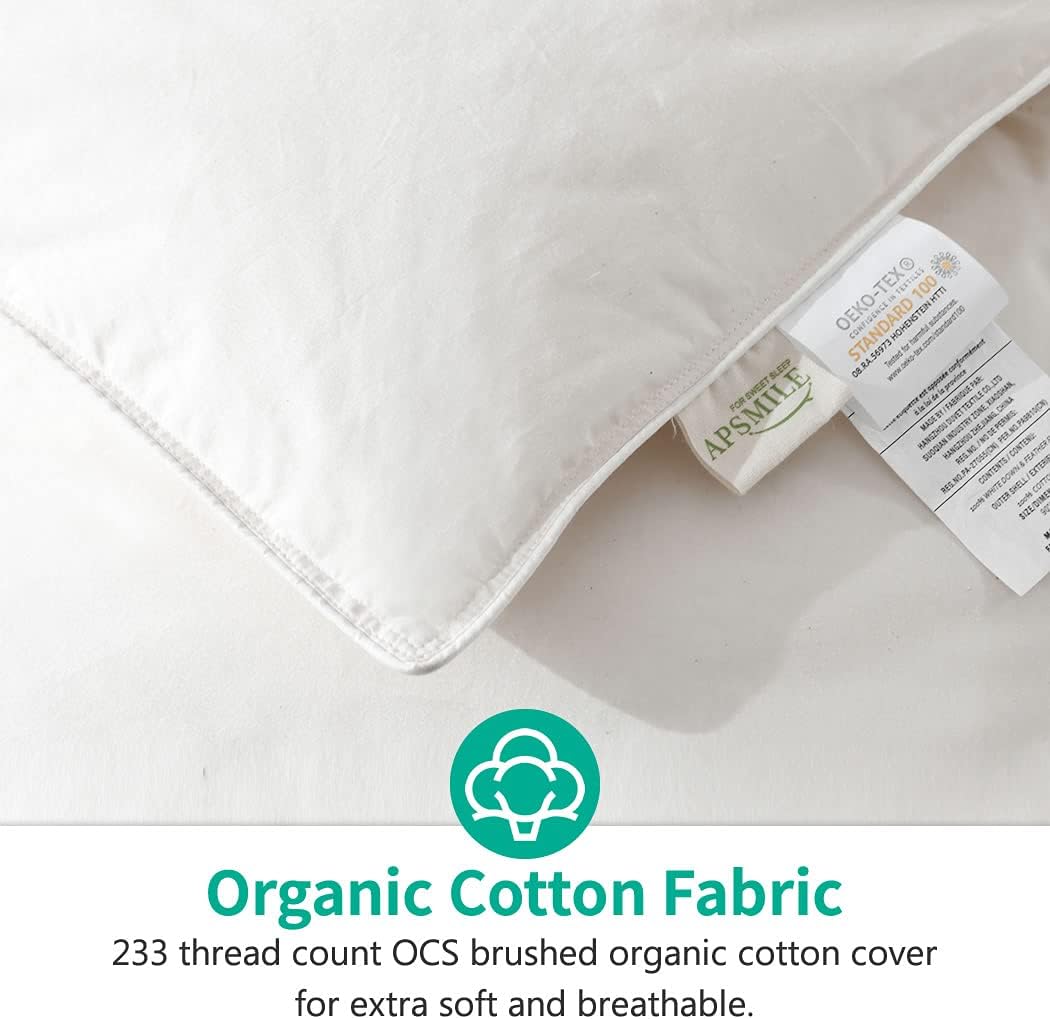 APSMILE Lightweight Down Fiber Comforter Full/Queen, 100% Cotton Duvet Insert