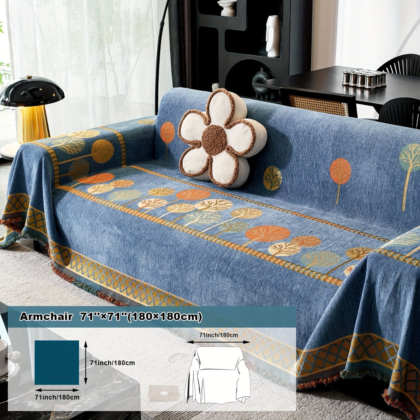 Bohemian Leaf Chenille Sofa Cover-6JTD