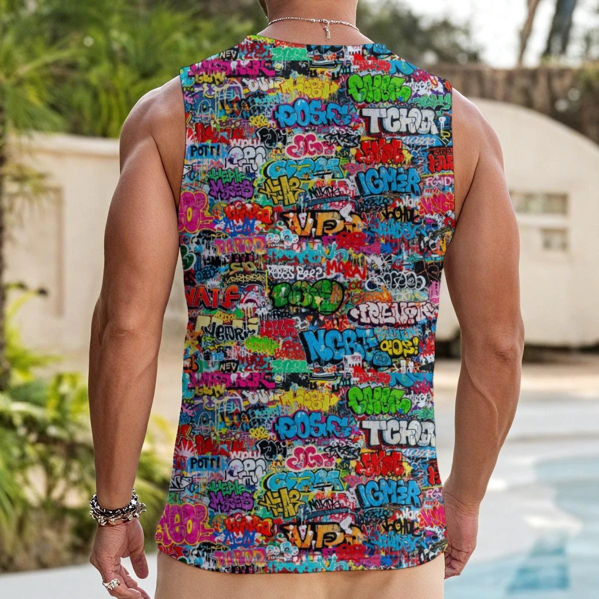 Maximalist AOP Men's Drawstring Tank Top | Cotton-Blend Sleeveless with Adjustable Hem — Festival, Gym & Summer Streetwear Statement (S–3XL)