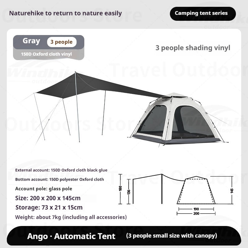 Naturehike ANGO PLUS Automatic Tent Upgraded Portable Lightweight 3-4 Persons Quick Opening Tent Camping Park Canopy Tent Integrated Tent Waterproof