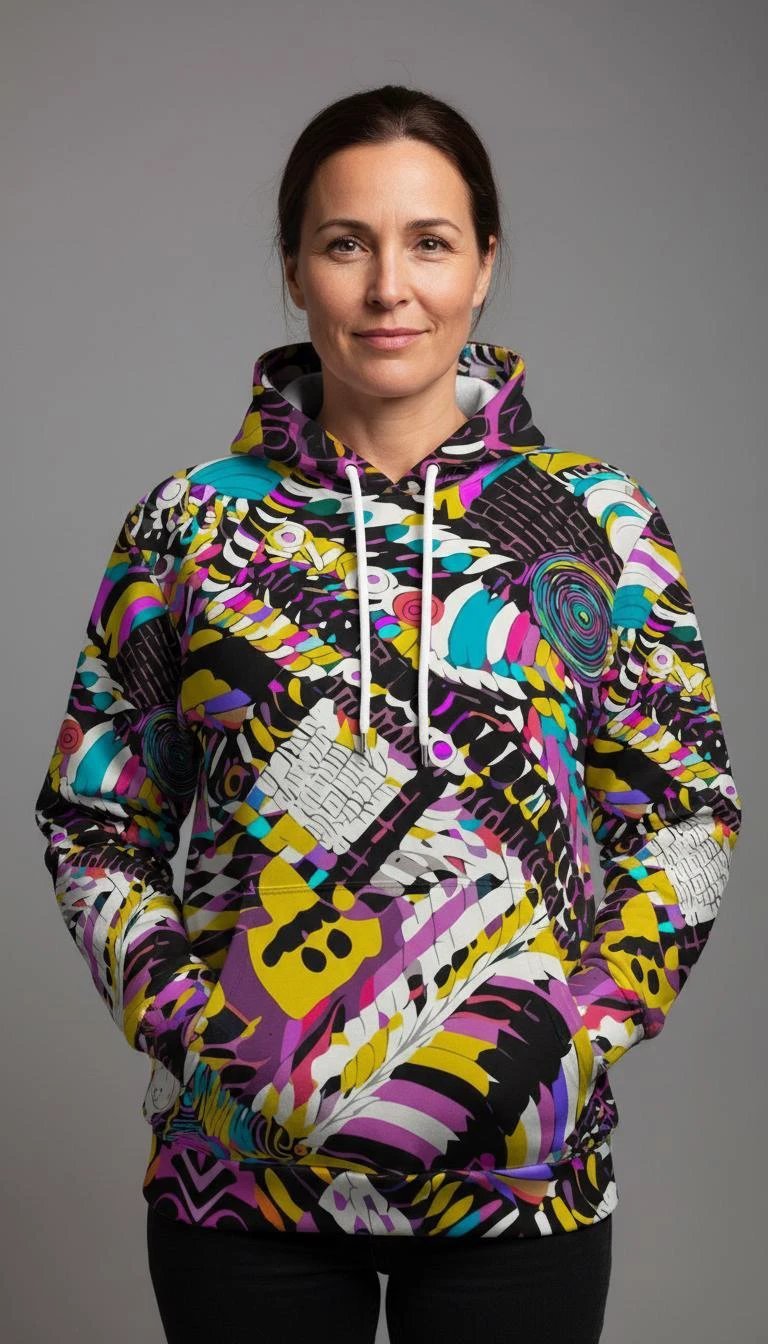 Heavyweight Primal Print Cotton Hoodie | Bold 310GSM AOP Pullover for Streetwear Collectors & Cold Nights