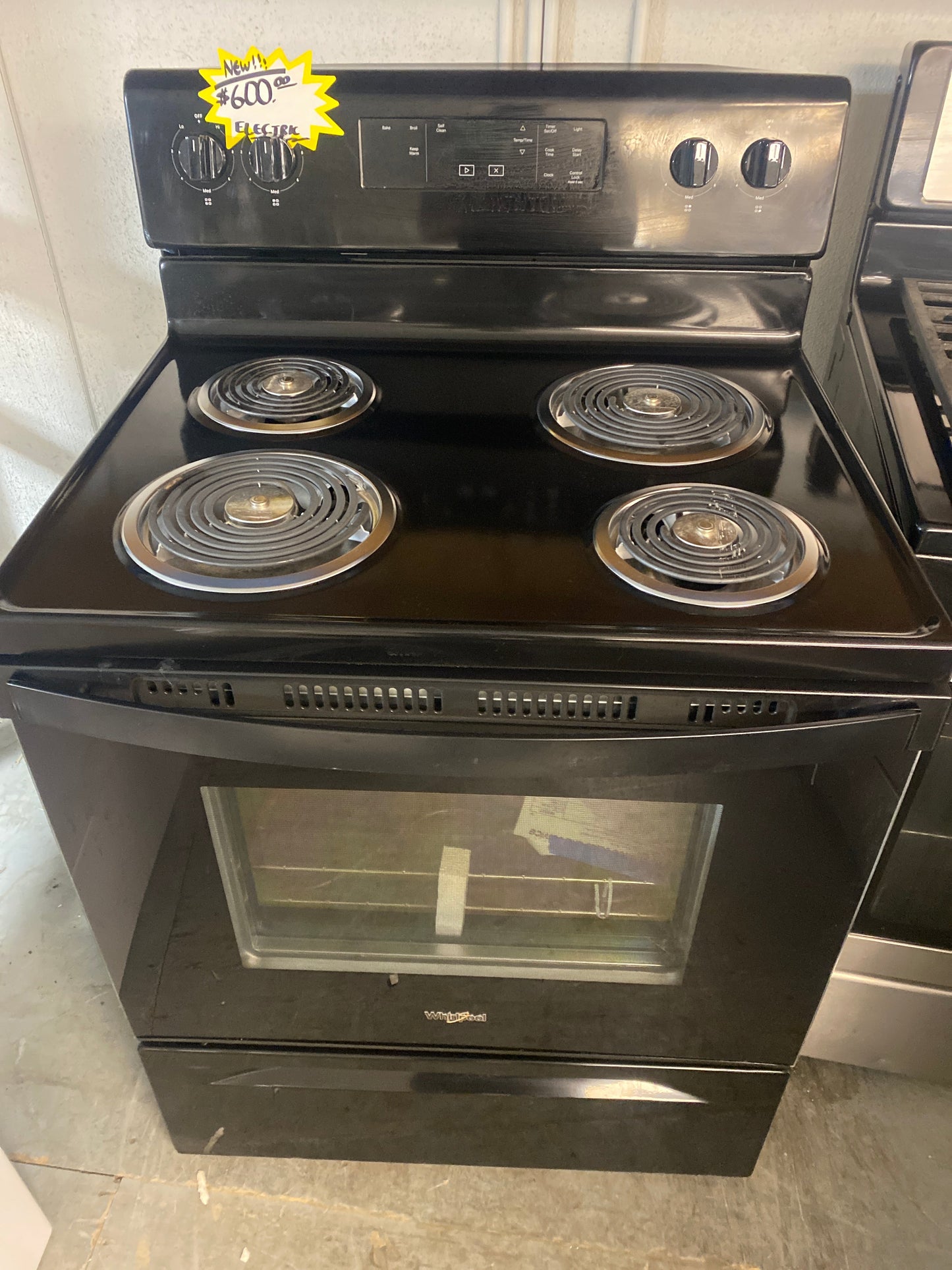 New!!! Whirlpool 30” Black Coil-Top Electric Range