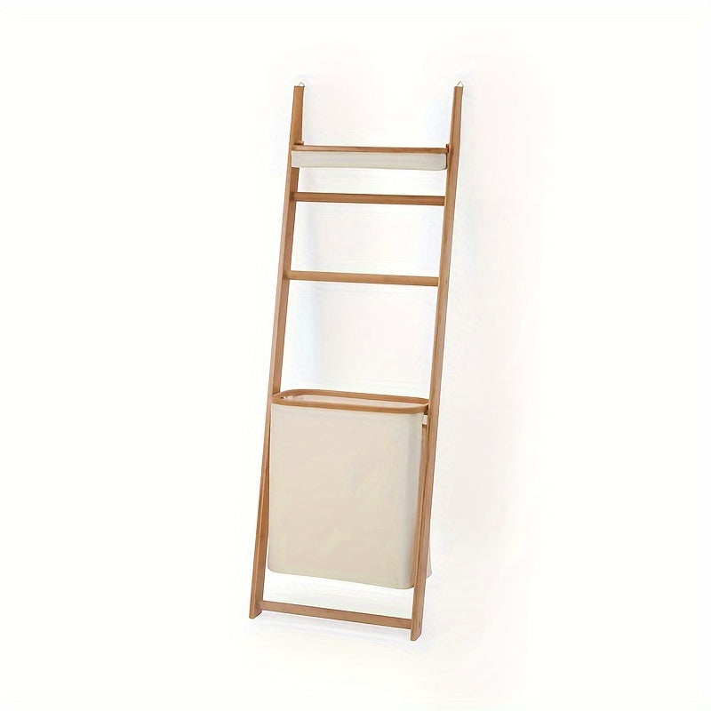 JapaneseStyle Bathroom Ladder Shelf with Storage-I0XI
