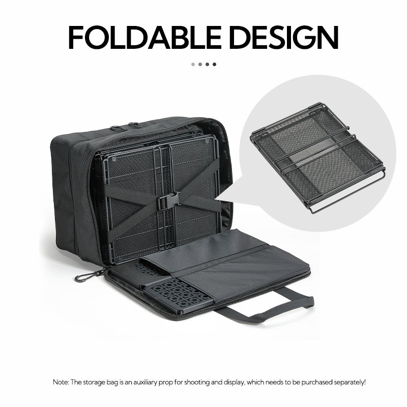 Campingmoon CK-23BK/SS Folding Storage Box Stackable IGT Compatible Tray Storage Basket Tool Storage Grill Table Collapsible Mesh Net