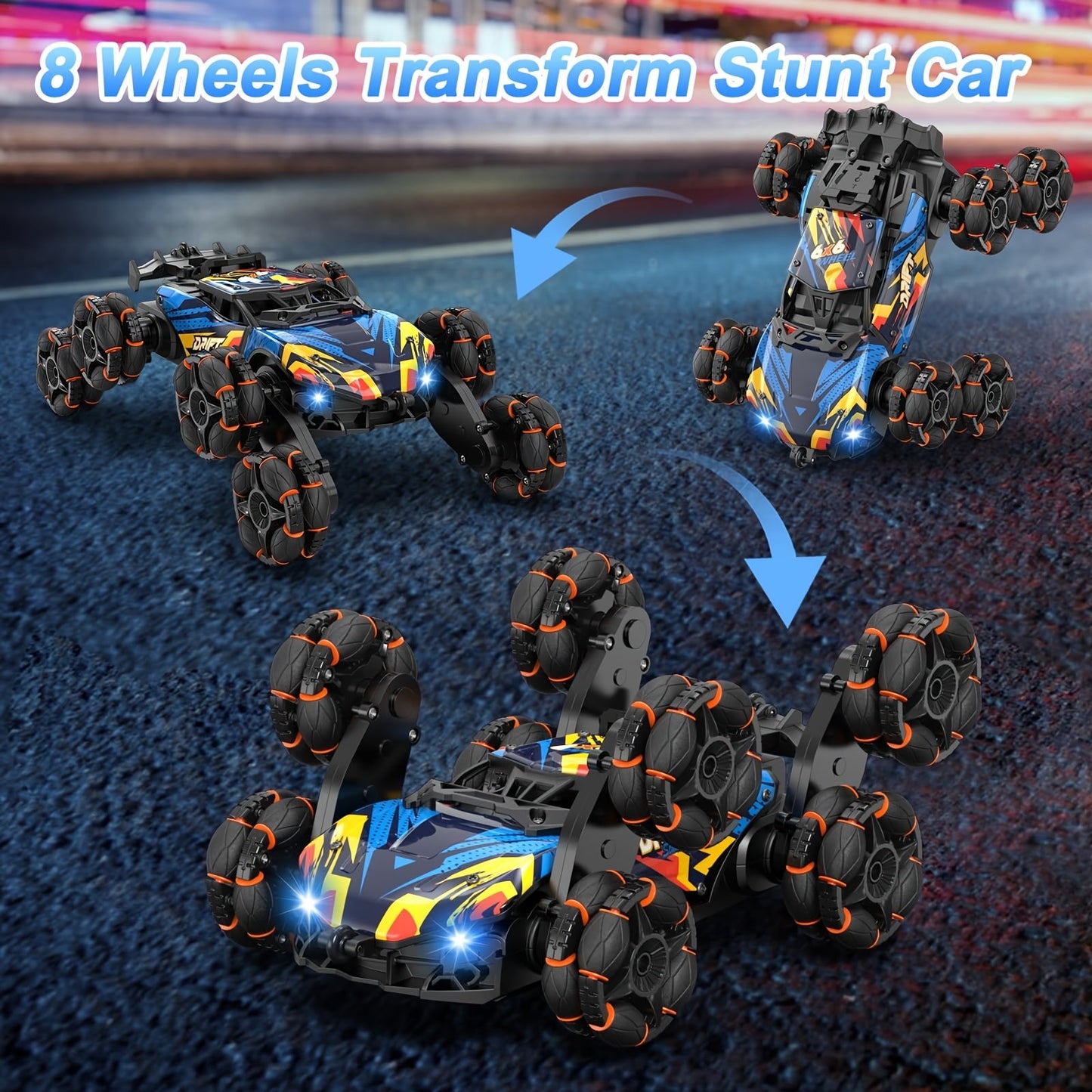 MESIONDY 2.4GHz RC Stunt Car with Music & Lights TJR7F3D