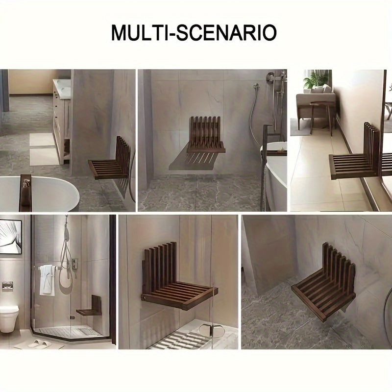 Vintage-Style Solid Wood Wall-Mounted Folding Chair TJR9F2X