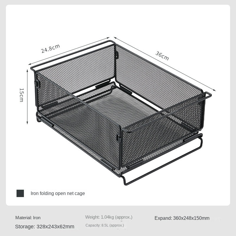Campingmoon CK-24BK Folding Storage Basket IGT Compatible Tray Stackable Mesh Open Net Equipment 1-Unit IGT Table Accessories Add-on