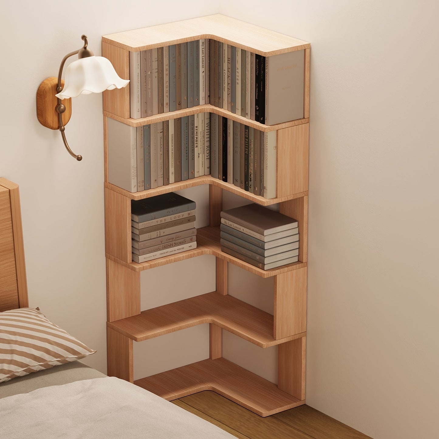 Corner Wooden Bookshelf - N3RV