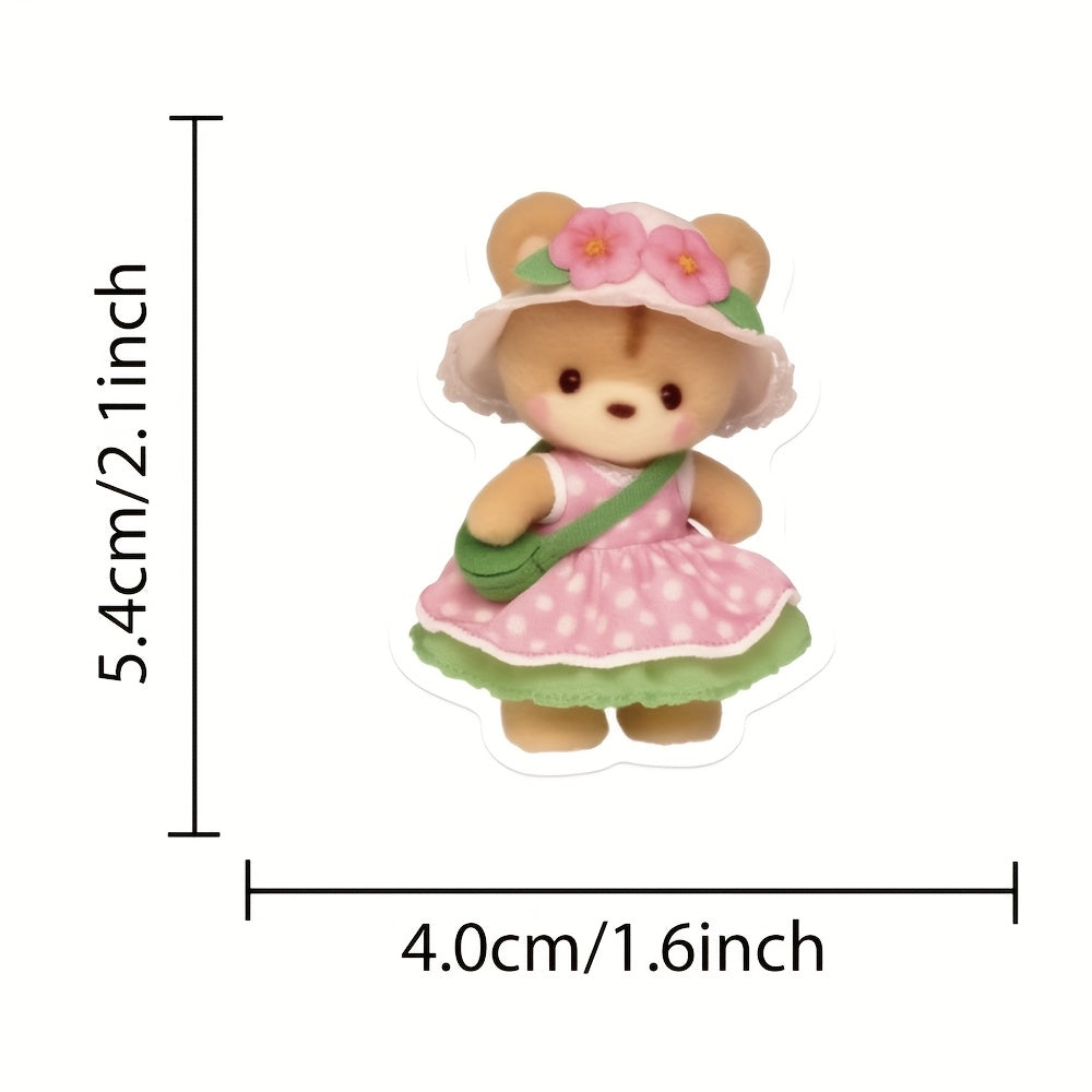 60pcs Cute Cartoon Animal & Fruit Vinyl Sticker Pack - W2SN