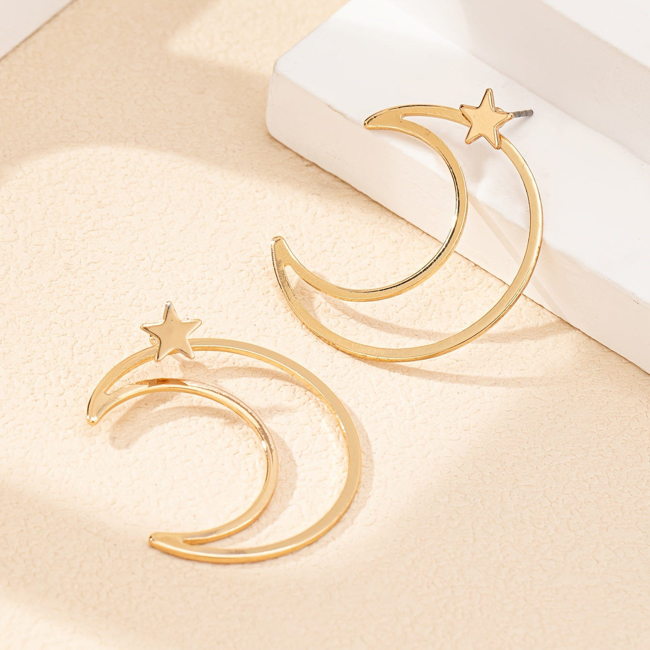 Star Moon Metal Earrings Set - NJ9696
