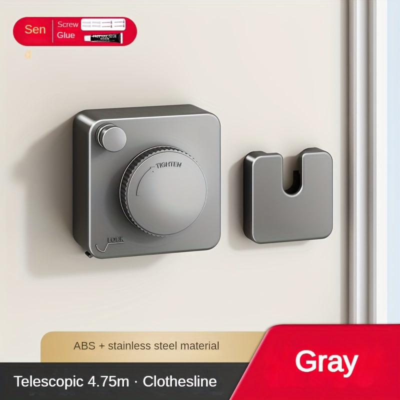 Heavy-Duty Retractable Clothesline, 4.75m Stainless Steel Rope TJR9H4S