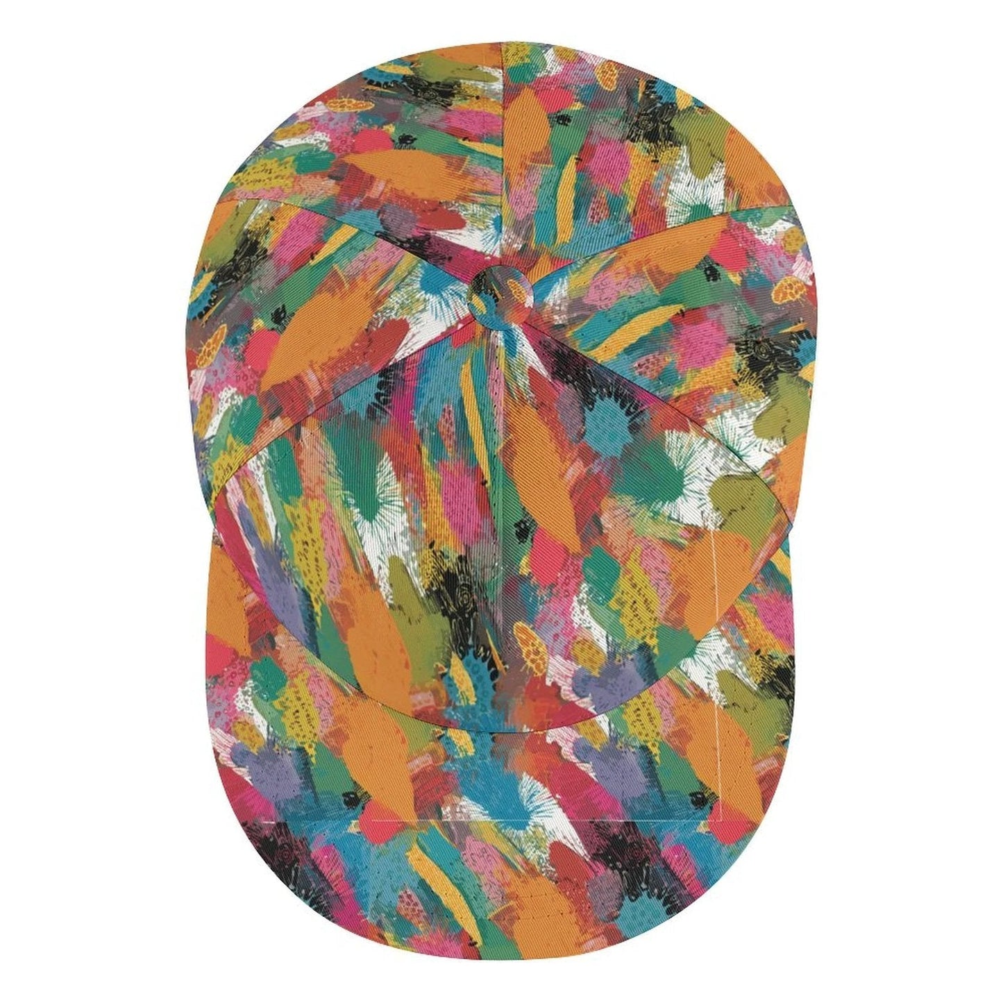 Painted Camo Snapback Cap — Multicolor Brush-Dab AOP Hat, Festival-Ready Headwear