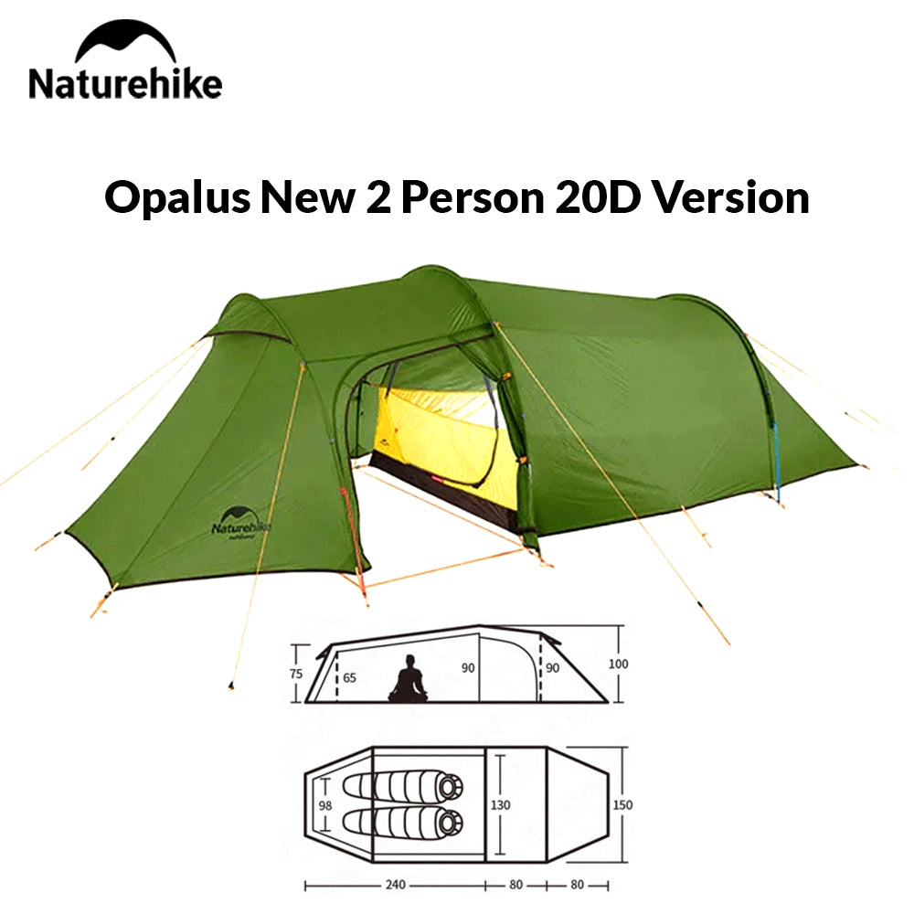 Naturehike OPALUS Series UL Tunnel Type Tent 2-3 Person 4 Season Large Ultralight Hiking Backpacking Outdoor Camping Waterproof 15D 20D Nylon Silicone Tear Resistant Material