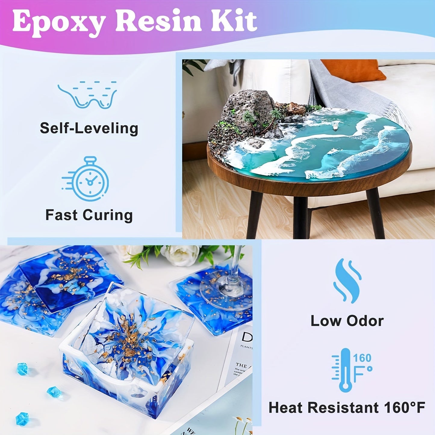 Epoxy Resin Kit Easy Mix BubbleFree UV Protected-4OXM