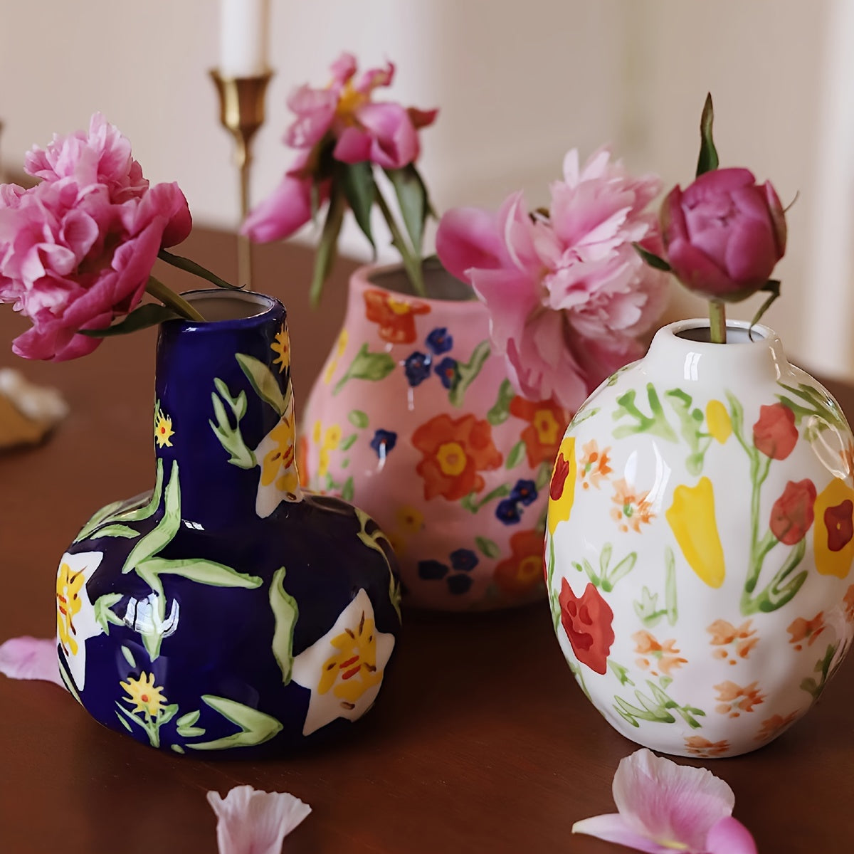 Vintage Floral Ceramic Vase - D2EC