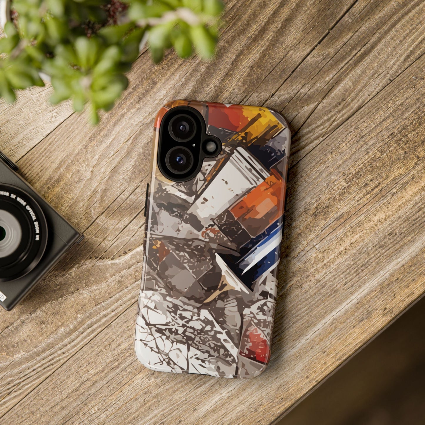 Camping Container Abstract AOP Tough Phone Case | UV-Protected Shock-Absorbing TPU Designer Cover — Gorpcore Maximalist Outdoor Tech Gift