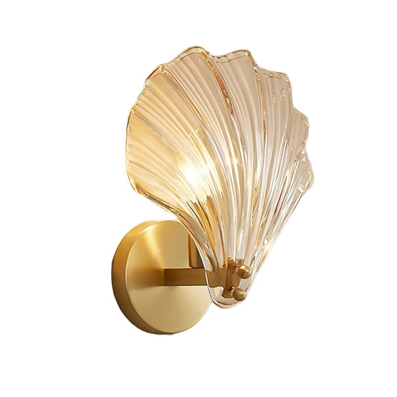 Brass And Glass Seashell Wall Light With E14 Bulb Base