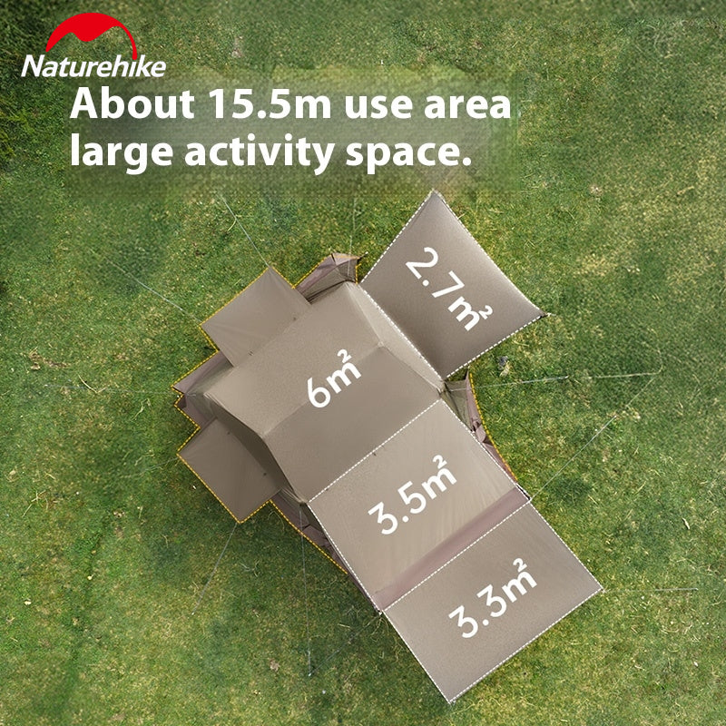 PRE-ORDER Naturehike VILLAGE 6.0 Gen 2 Flagship Edition Fast Automatic Cabin Tent Ti Black Coated Sunscreen Large 15m² Use Space 4 Person Waterproof
