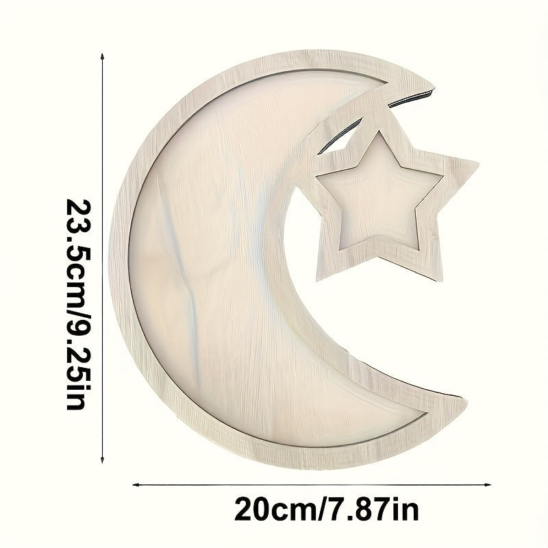Ramadan Wooden Moon and Star Snack Tray - U2NK