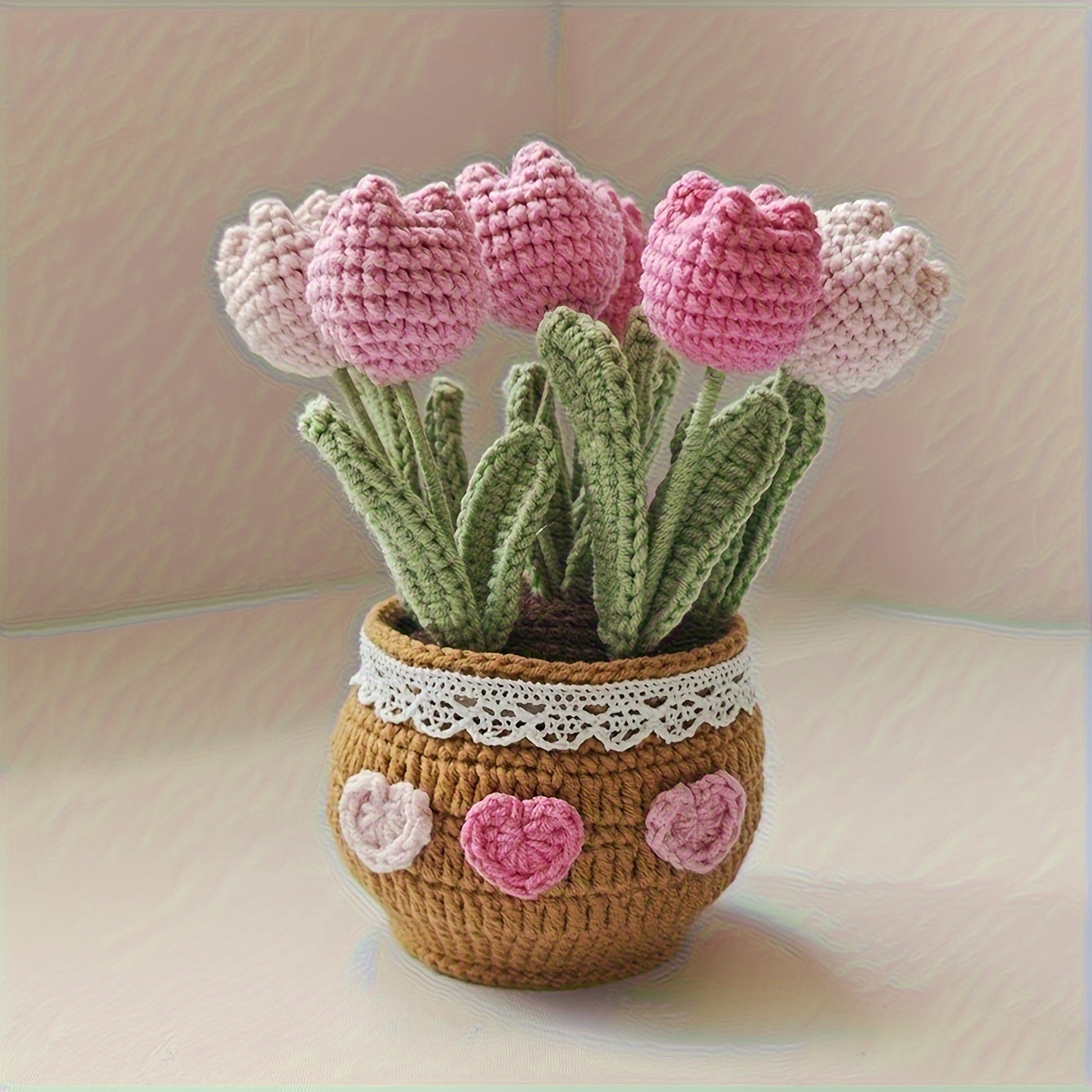 Handcrafted Crochet Tulip Dashboard Ornament - ES0C