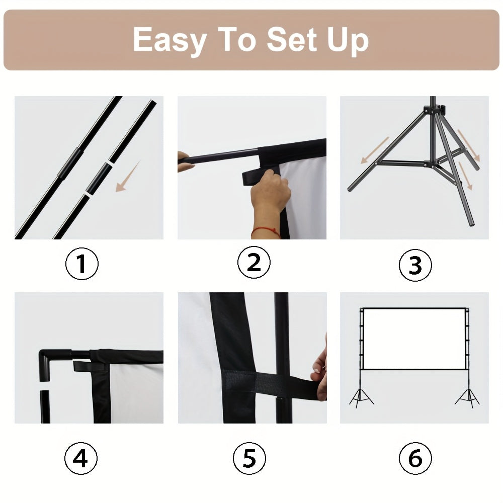 WEIJIEMING 4K HD Projector Screen with Stand, Foldable TJR5P2V