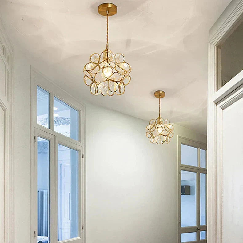 Flower Glass Petal Cluster Pendant Light
