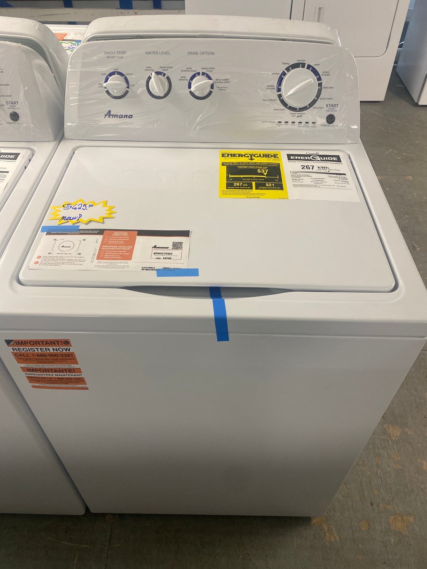 New!! Amana 3.8 cu. ft. Top Load Washer