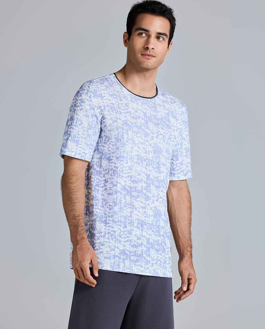 Aimer Men Short-sleeved Algae Pajama Top