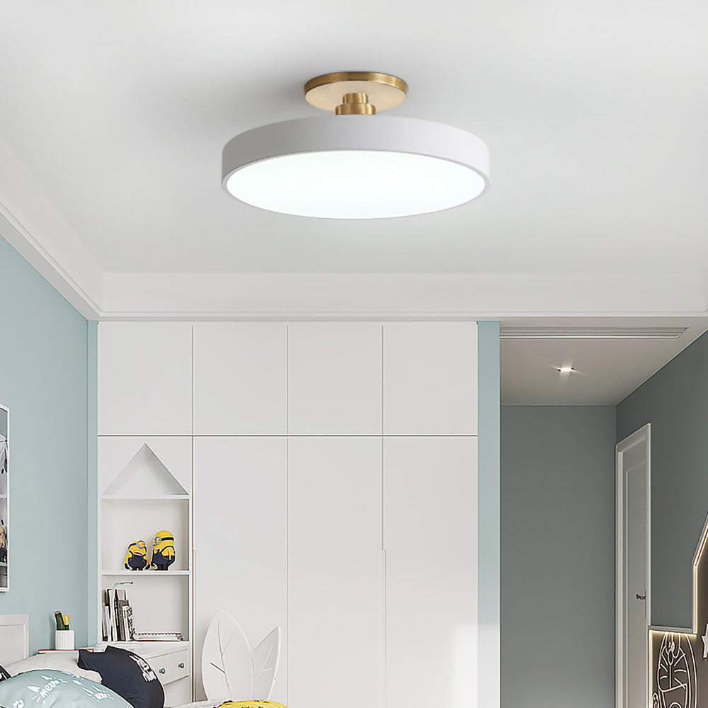 Modern Circular LED Flush Mount Ceiling Light With Iron Frame