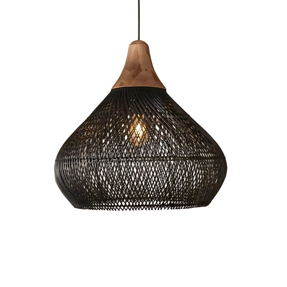 Bohemian Rattan Pendant Light With Hand-Woven Dome Shade