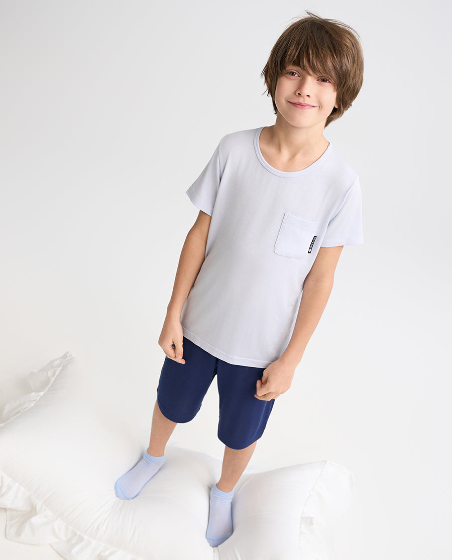 Aimer Kids Short-sleeve Tops Homewear Set For Boys