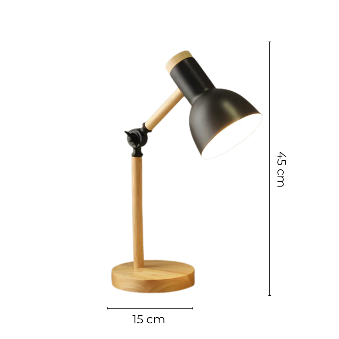 Adjustable Wood And Metal Task Table Lamp With Pivoting Shade