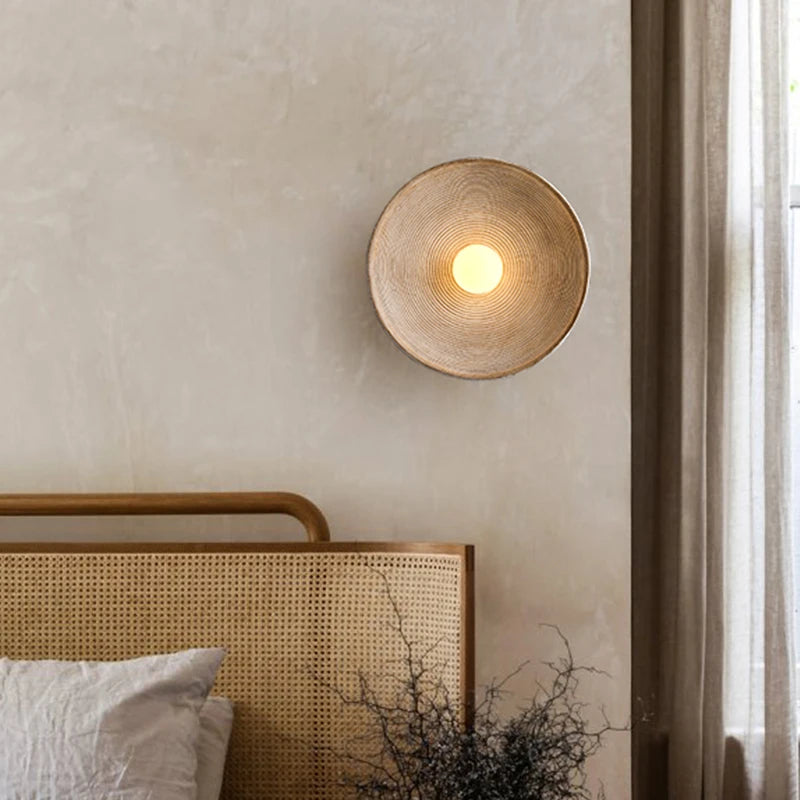 Retro Ceramic Disc Wall Light With Center Globe