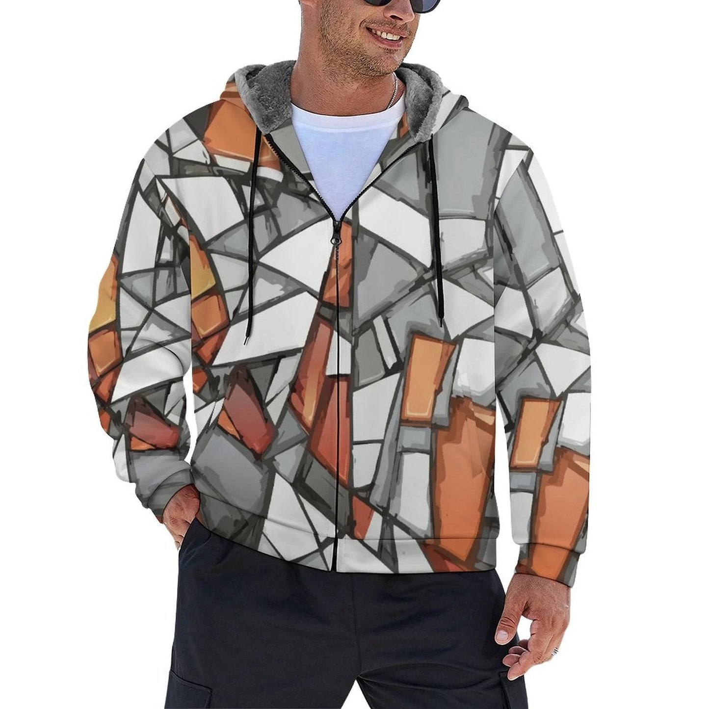 Maximalist AOP Plush-Lined Full-Zip Hoodie | 480gsm Scuba-Shell Heavyweight Cold-Weather Streetwear — Festival Winter Statement Layer (S–5XL)